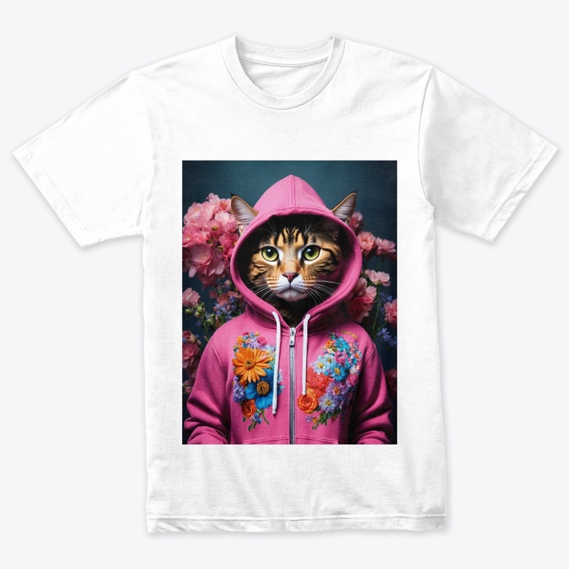 cat wearing embellished hoodie