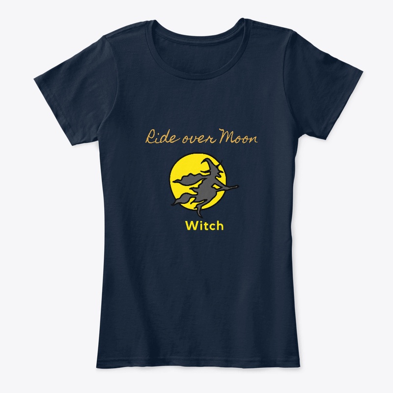 Halloween Witch Ride Over Moon