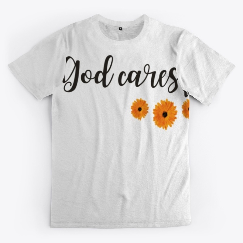God Cares Calligraphy Sunflower Design