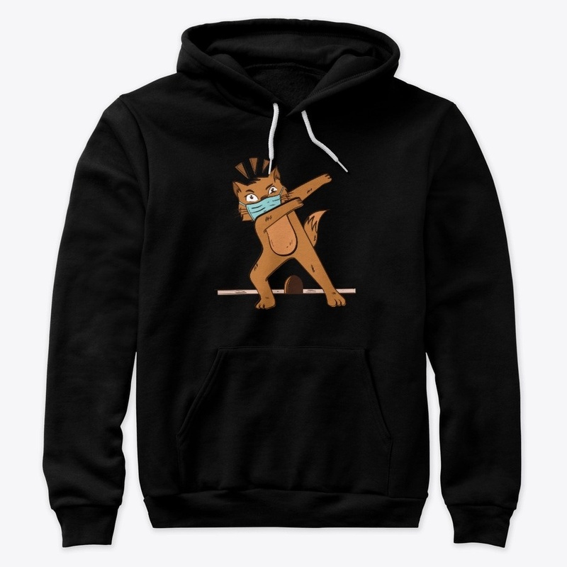 Pet cat in covid-19 mask funny cartoon