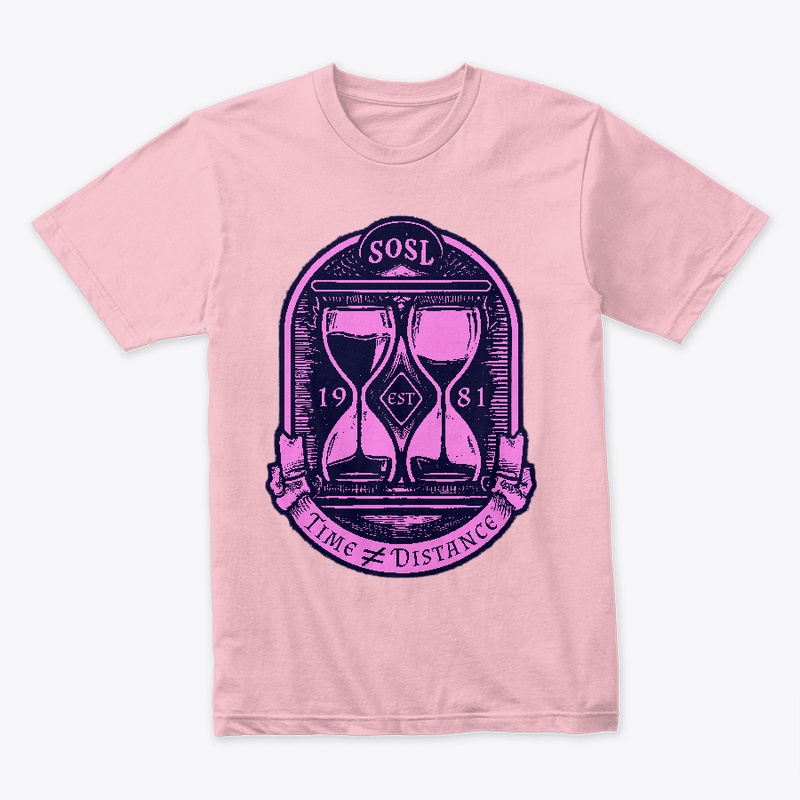 Time is not distance tee in orchid pink