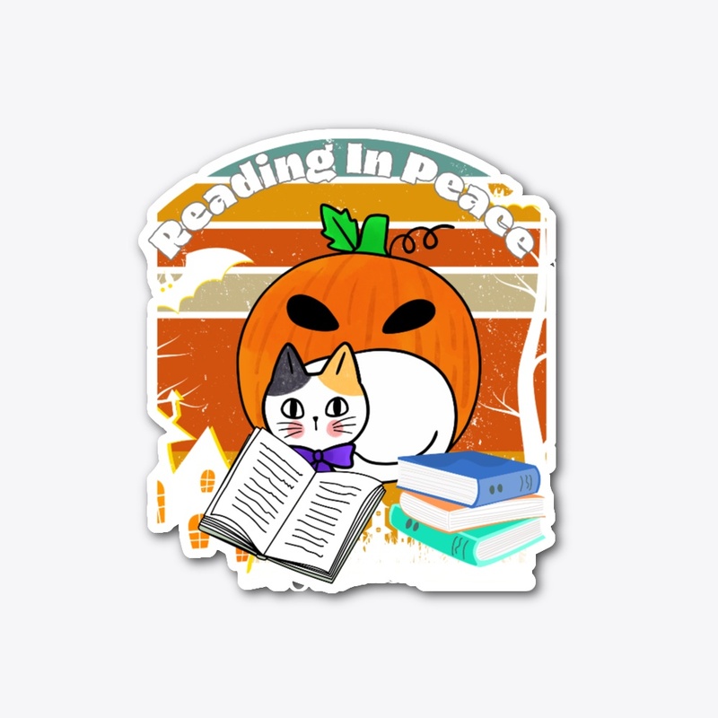 Read in peace Halloween cat book lover 