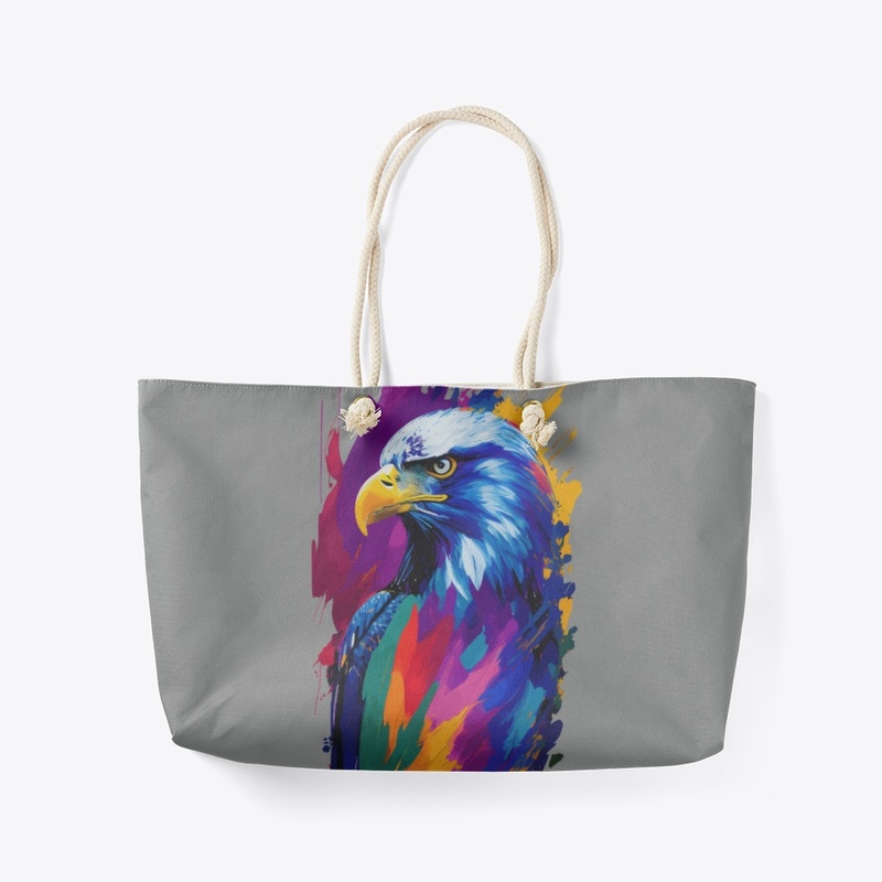 Vibrant Eagle in colorful splatter, left
