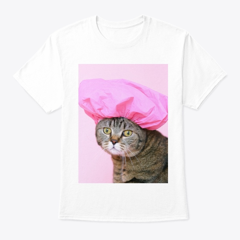 Funny Cat Wearing Shower Cap
