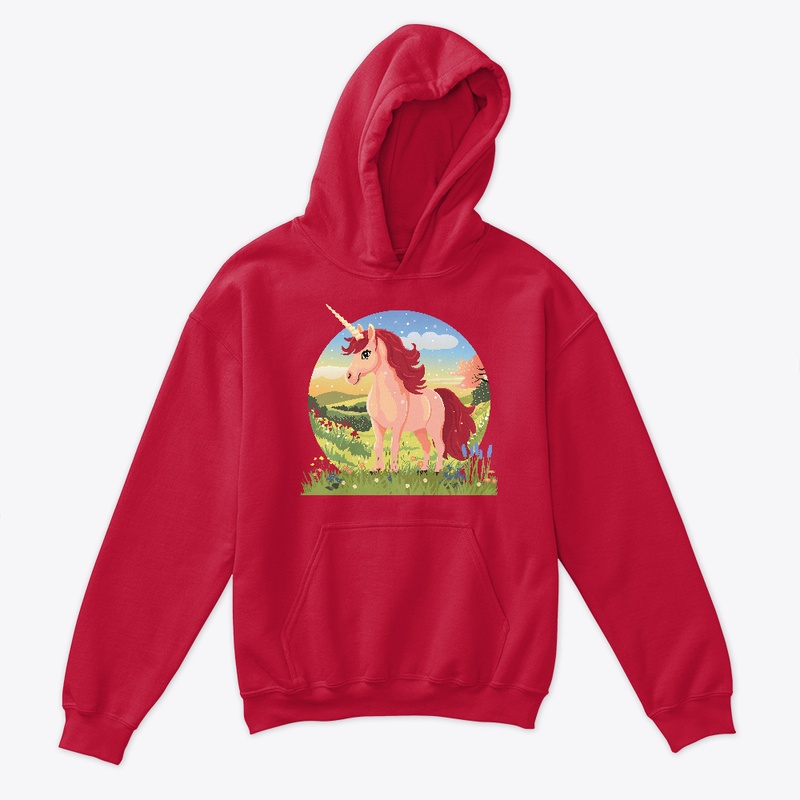 cute unicorn in a spring landscape