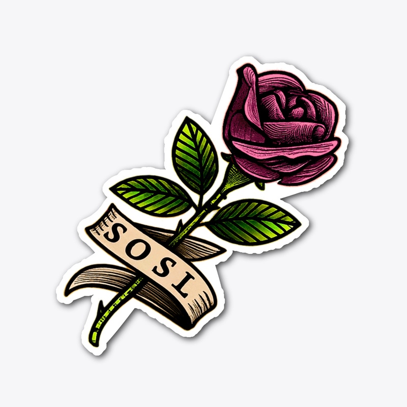 Single Rose XL 6 inch sticker in pink