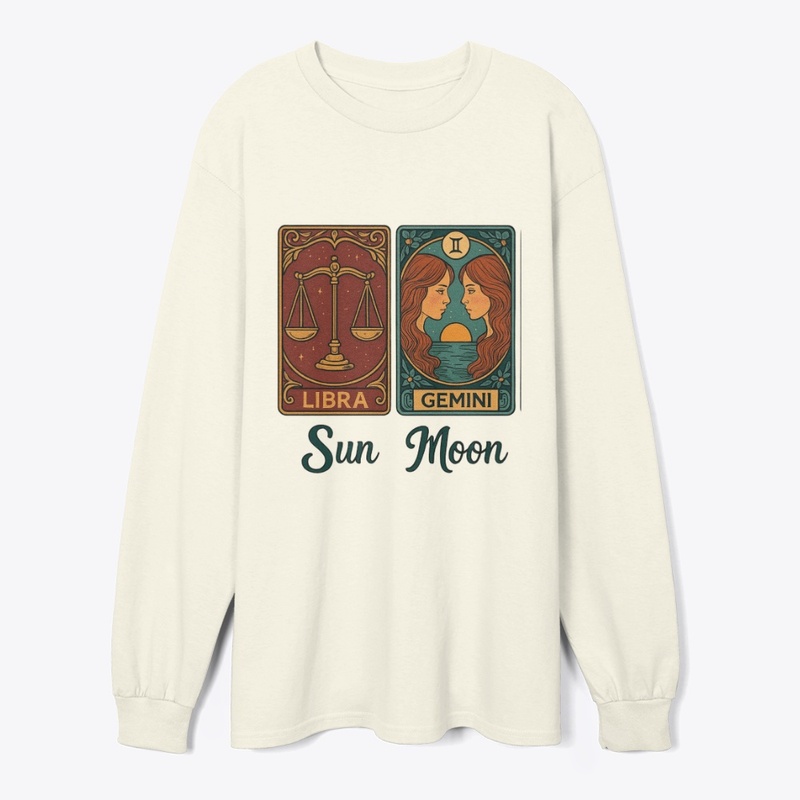 Two  Astrology Sweatshirt Sun, Moon