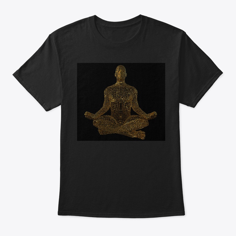 Body in meditation, made of golden mesh