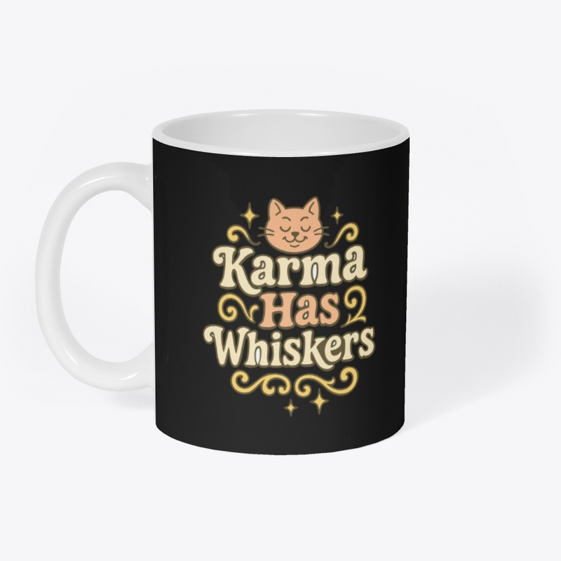 Karma Has Whiskers Retro Cat Tee Gift