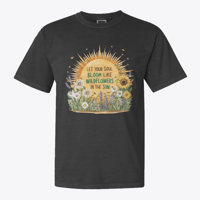 Hand Drawn Sun and Wildflowers Design