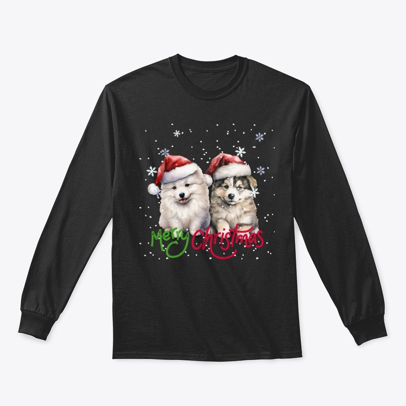 Christmas cute puppies in happy