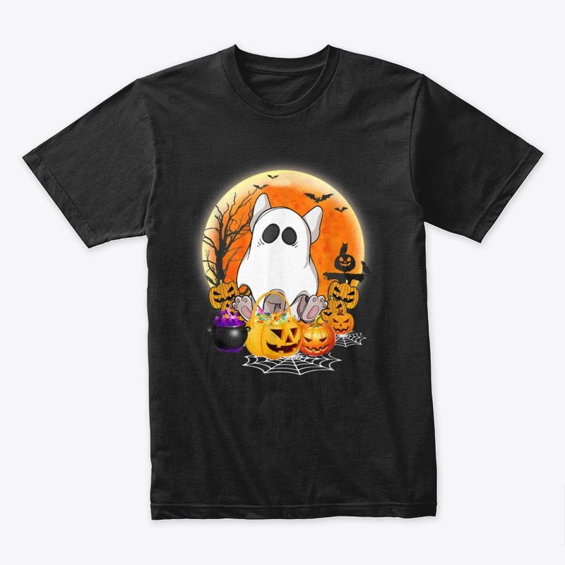 French Boo Bulldog with Pumpkin Shirt