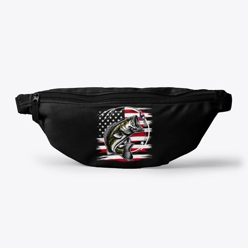 Funny Bass Fishing American Flag Pride