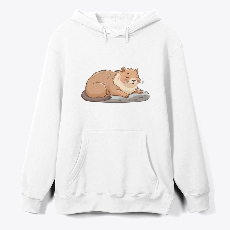 Cute Cat on Capybara Cartoon.
