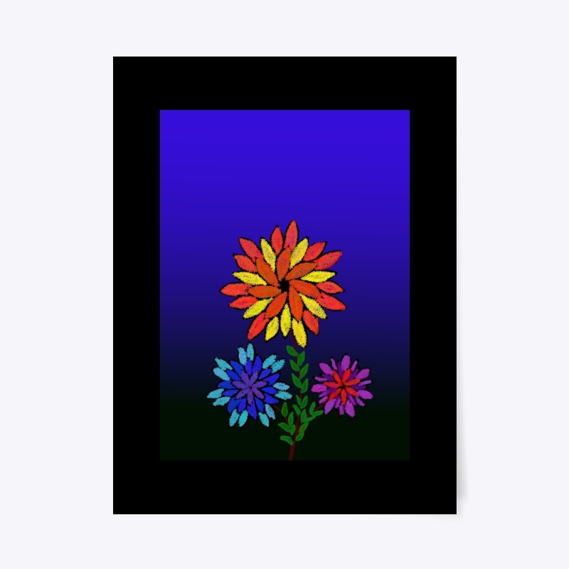 Multi colored flower in a night backdrop