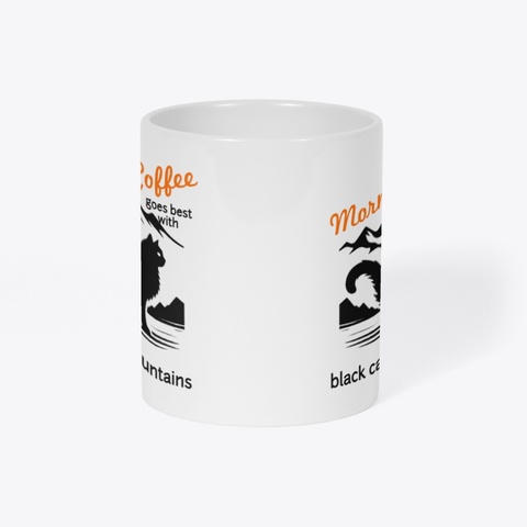 Coffee Cats &Amp; Mountains Mug White T-Shirt Right