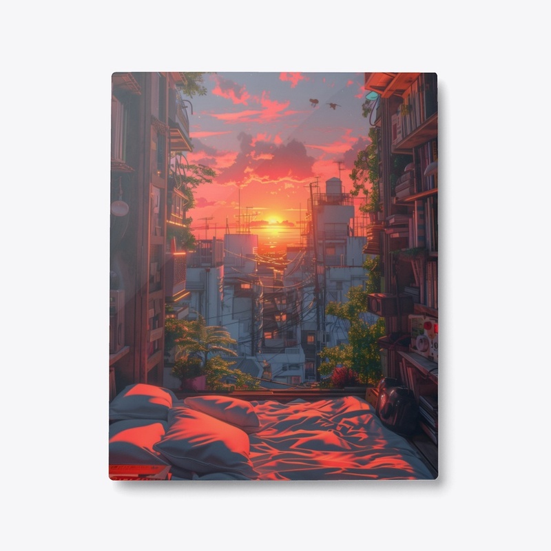 Metal Print Urban Bedroom Sunset 
