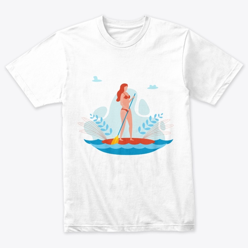 SUP paddle board woman illustration