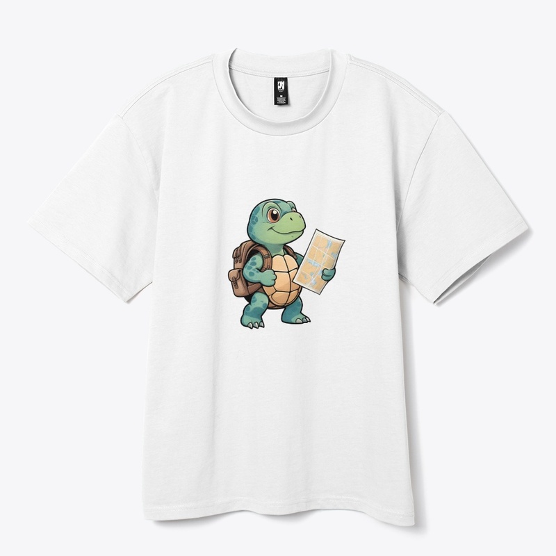 Cute Lost Turtle Explorer Sticker.
