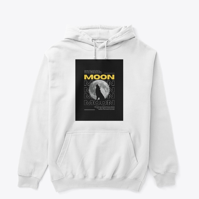 Moon Lion Graphic White Hoodie 