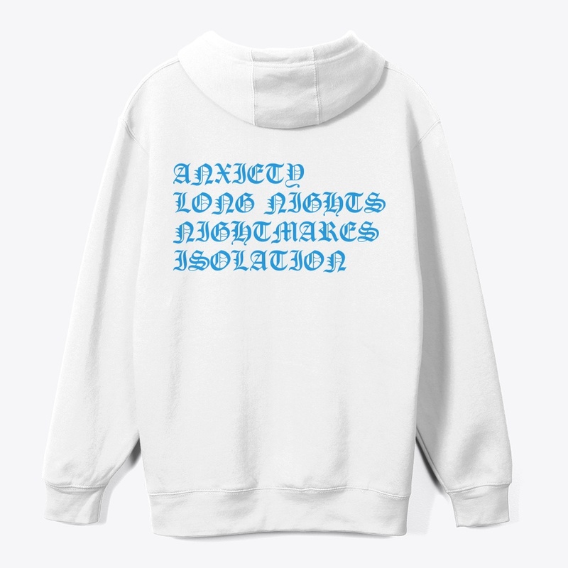 Blue/White Anxiety merch line