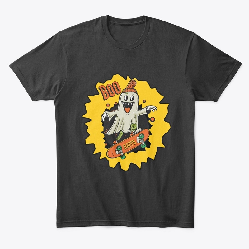 boo ghost on a skateboard vintage