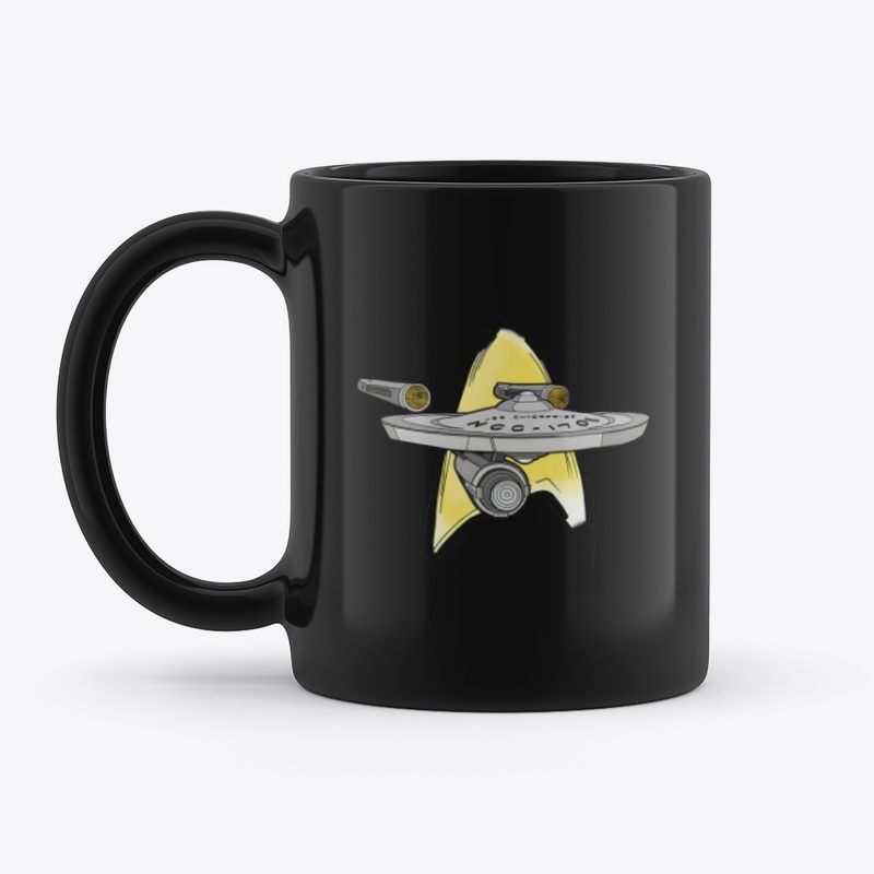TREK FAN ART ENTERPRISE BLACK COFFEE MUG