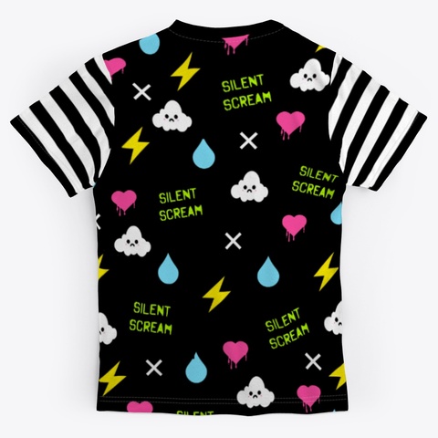 "Emo Scene Cute Clouds" Black T-Shirt Back