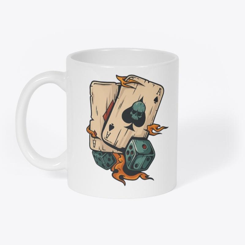 Flaming Ace & Dice Skull Design