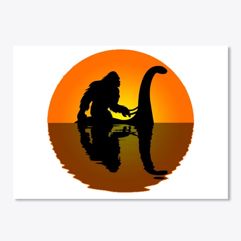 bigfoot Riding Nessie Sticker