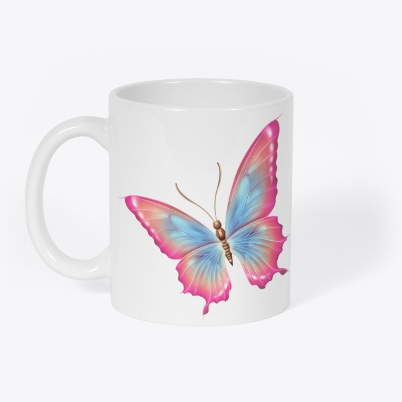 pink and blue butterfly 