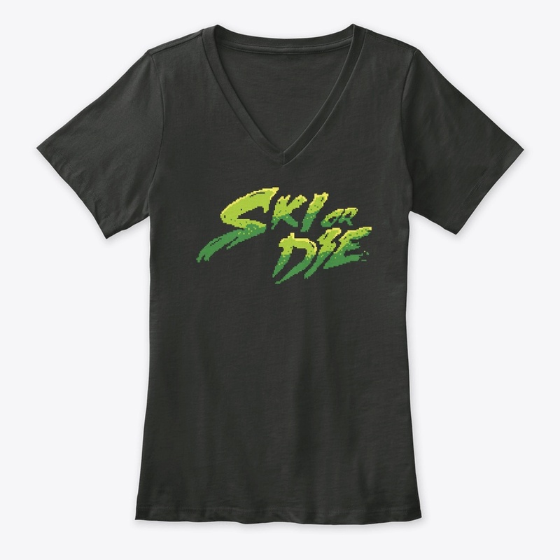 Acid Green Ski or Die Pixel art Logo