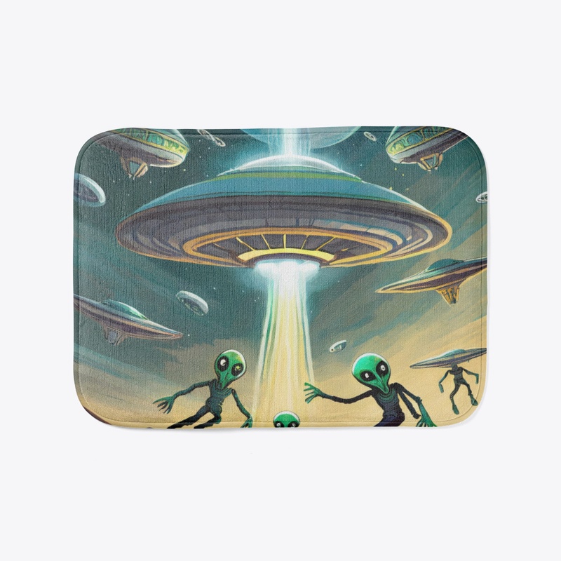 UFO with aliens being levitated