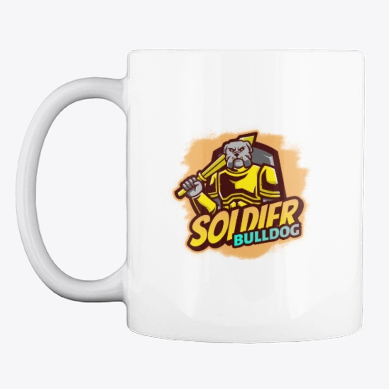 cartoon logo design: soldier bulldog
