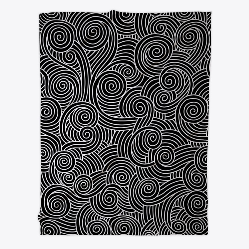 Fleece Blanket Doodle White