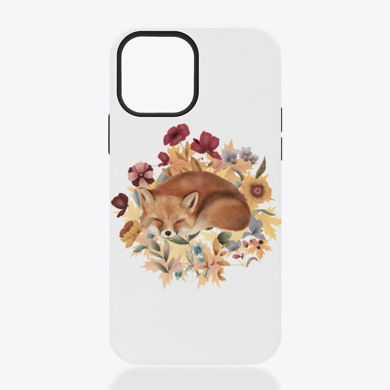 Cute Sleeping Fox With Autumn Vibe