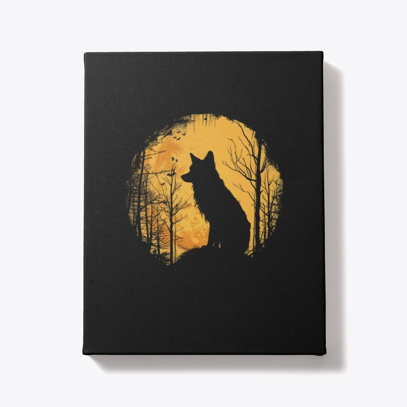 Vintage Retro Moonlit Fox Halloween