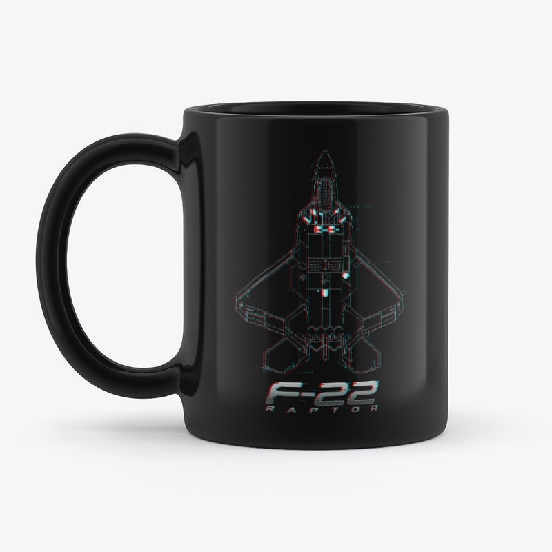 F-22 Raptor Blueprint Glitch Coffee Mug