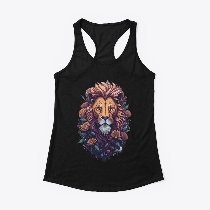 Vintage Floral Lion: Timeless Elegance 