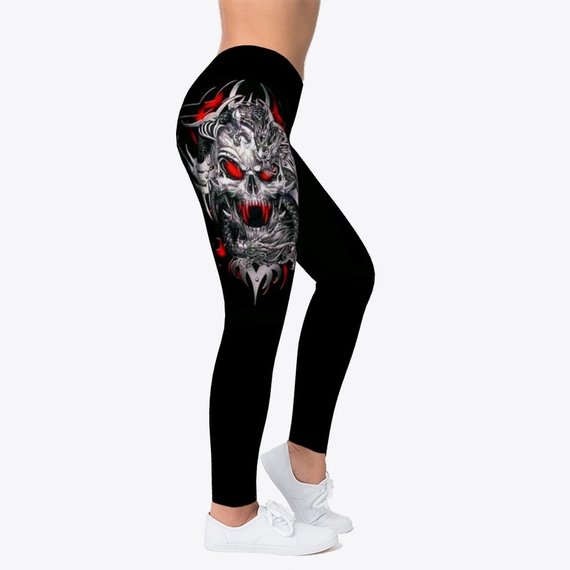 Skull in Red Leggings
