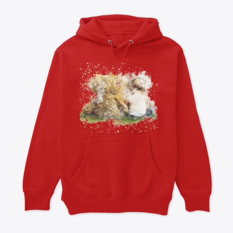 teddy baby sitting print