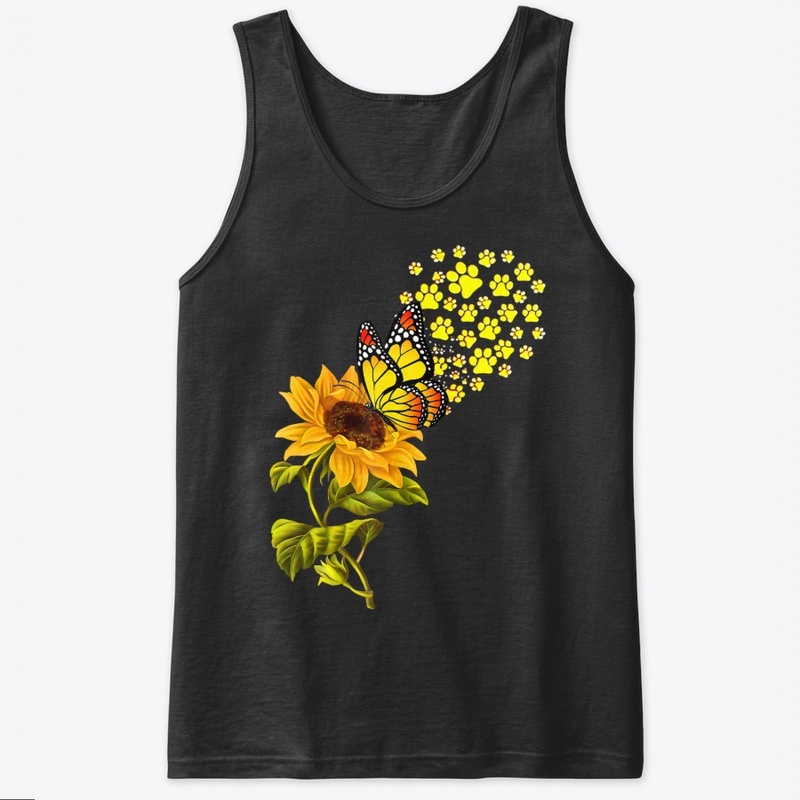 Dog Paw Sunflower And Butterfly
