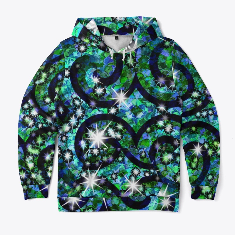 Blue Green Sparkle Swirl