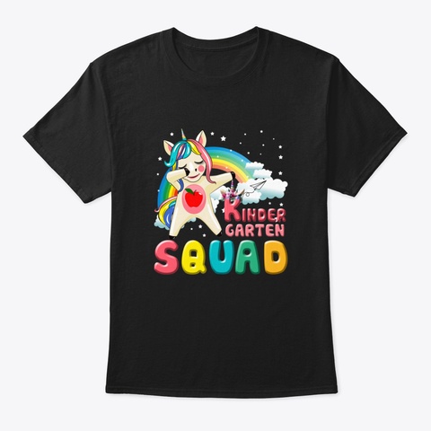 Kindergarten Squad Dabbing Unicorn Shirt Black T-Shirt Front