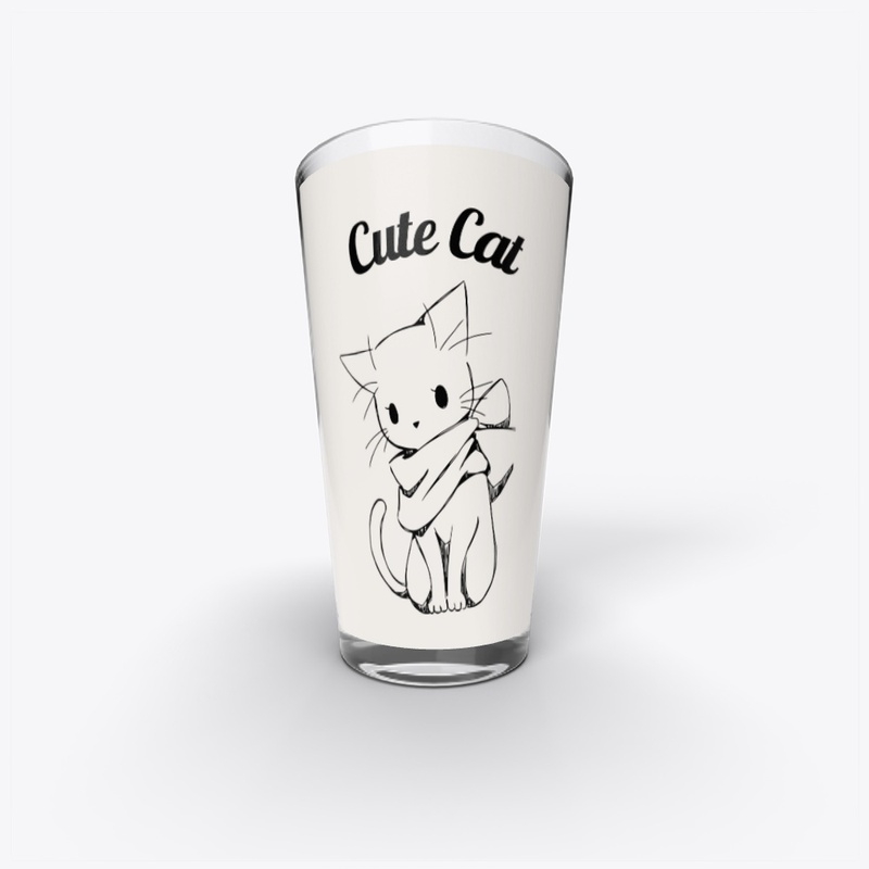 Cute Cat Print Glass