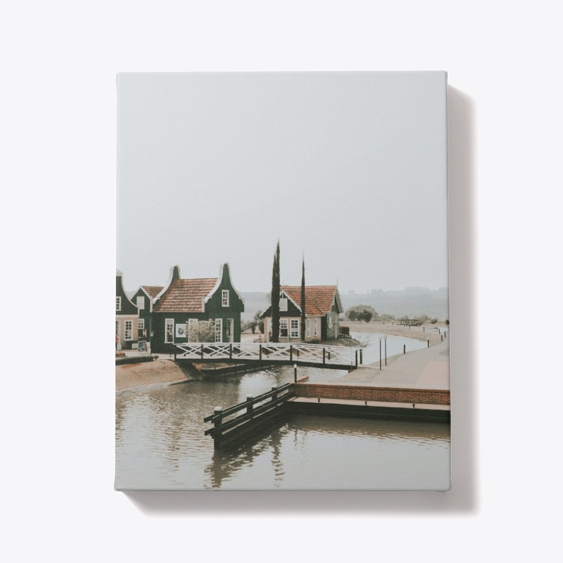 Tranquil Waterfront Village Metal Print