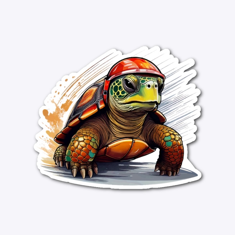 Racing Turtle with Helmet Art