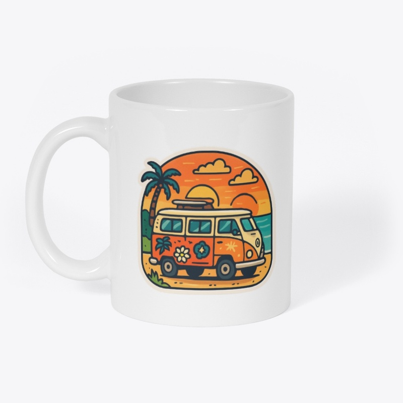 Vintage Beach Van Sticker