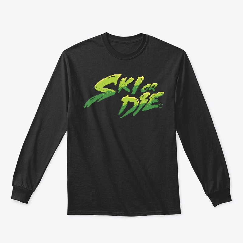 Acid Green Ski or Die Pixel art Logo