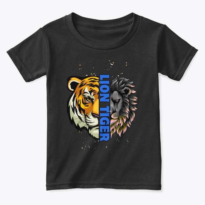 Lion Tiger Colorful Black T-shirt Design